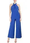 nina Leonard Women&#039;s Wide-Leg Halter Jumpsuit L9703B Off-White Ivory S