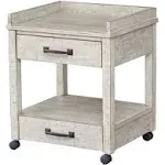 Signature Design by Ashley Carynhurst Rustic Farmhouse Printer Stand with Casters, Whitewash