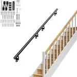 VEVOR Handrail Stair Railing 7 in. H x 144 in. W Wall Mount Handrails Black Aluminum Alloy Handrails for Indoor Stairs