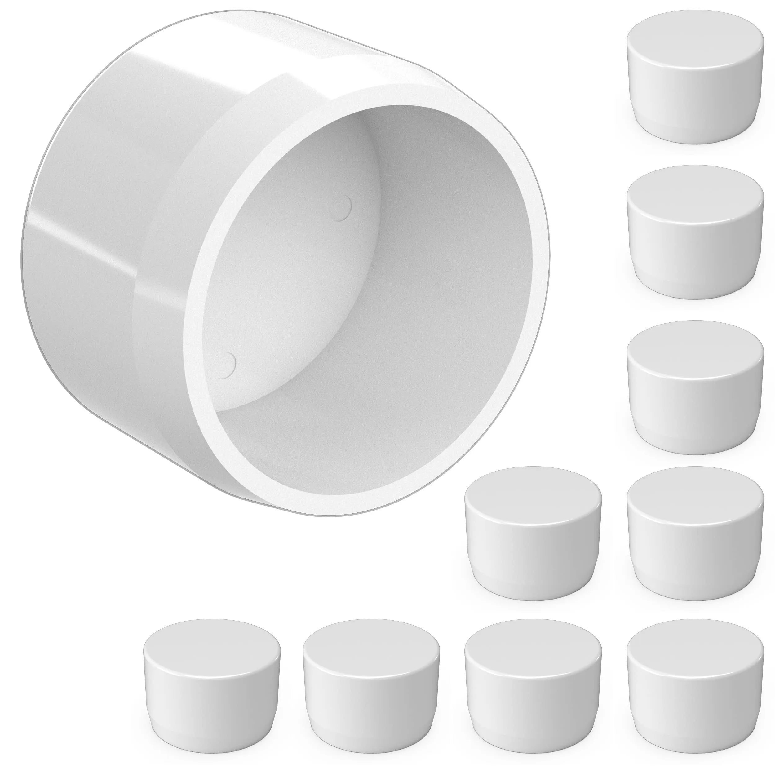 3/4&#034; External Flat PVC Cap, White (10-PK) FORMUFIT Furniture Grade, Made in USA