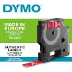 Dymo 1978366 D1 Durable Labels, 1/2 inch x 10 ft, White on Red