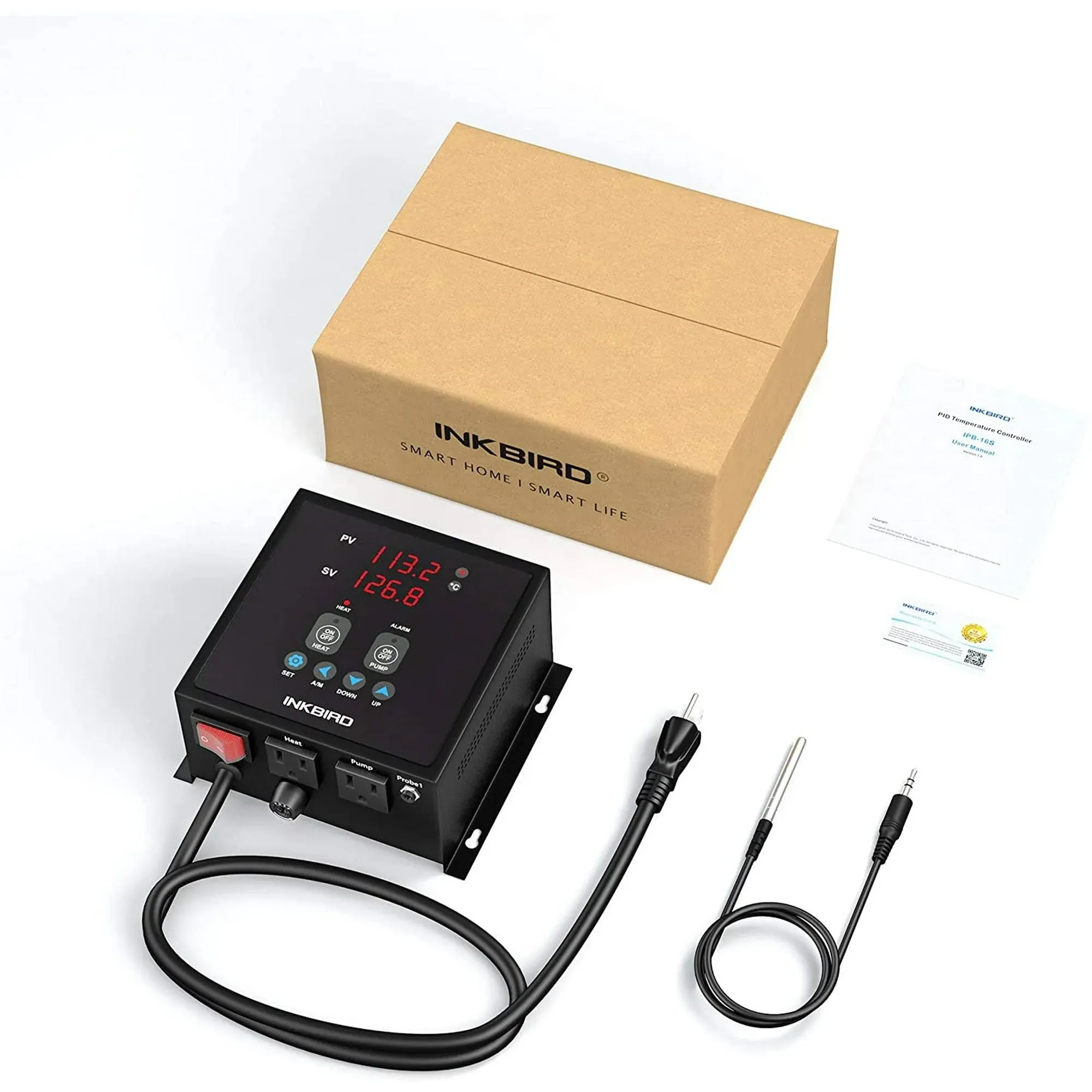 1800W PID Temperature Controller Heating Pump,Outlets Thermomstat,Home Brewing ,Precise Control