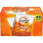 Goldfish Snack Crackers, Cheddar, Baked - 45 pack, 1 oz packs