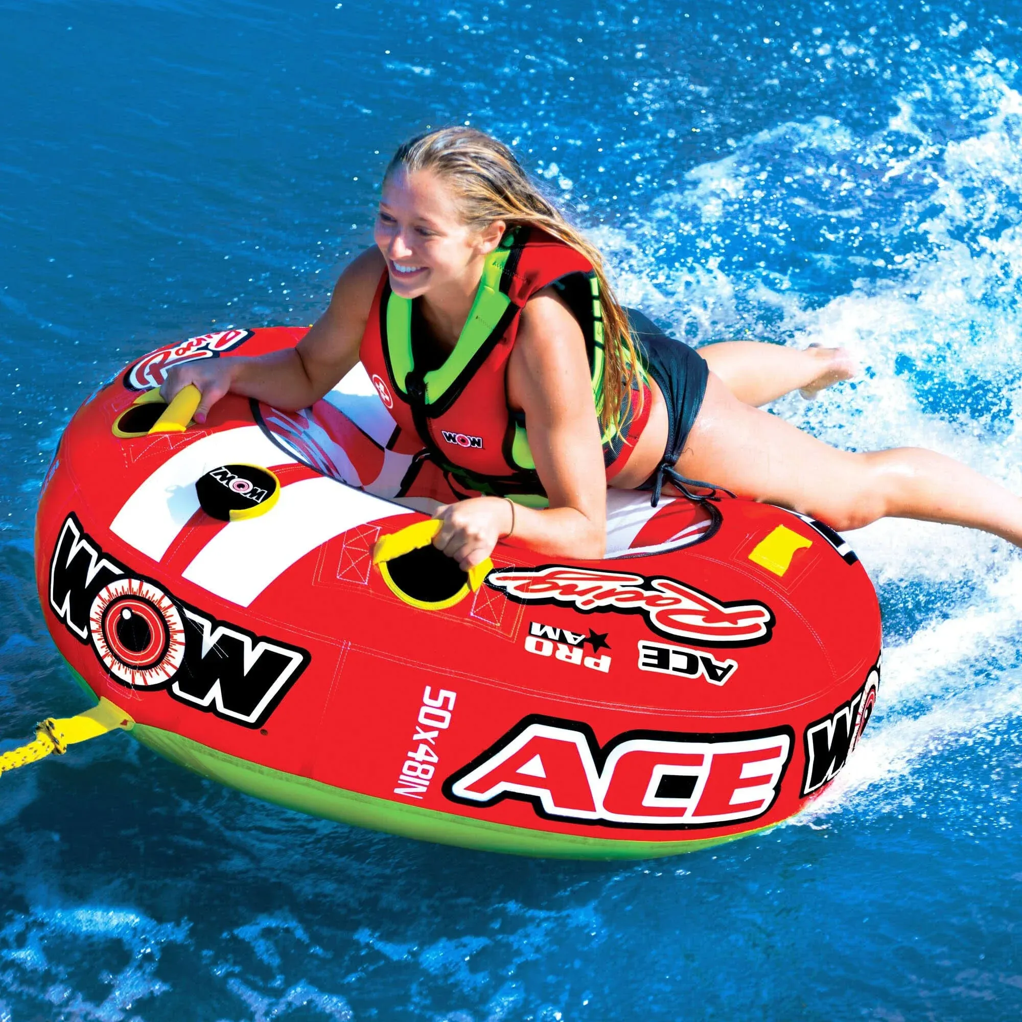 Wow Sports World of Watersports Ace Racing Boat Tube 1 Person Inflatable Towable Tube for Boating, 15-1120