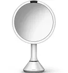 simplehuman 8" Round Sensor Makeup Mirror with Touch-Control 5x Magnification, Rechargeable and Cordless