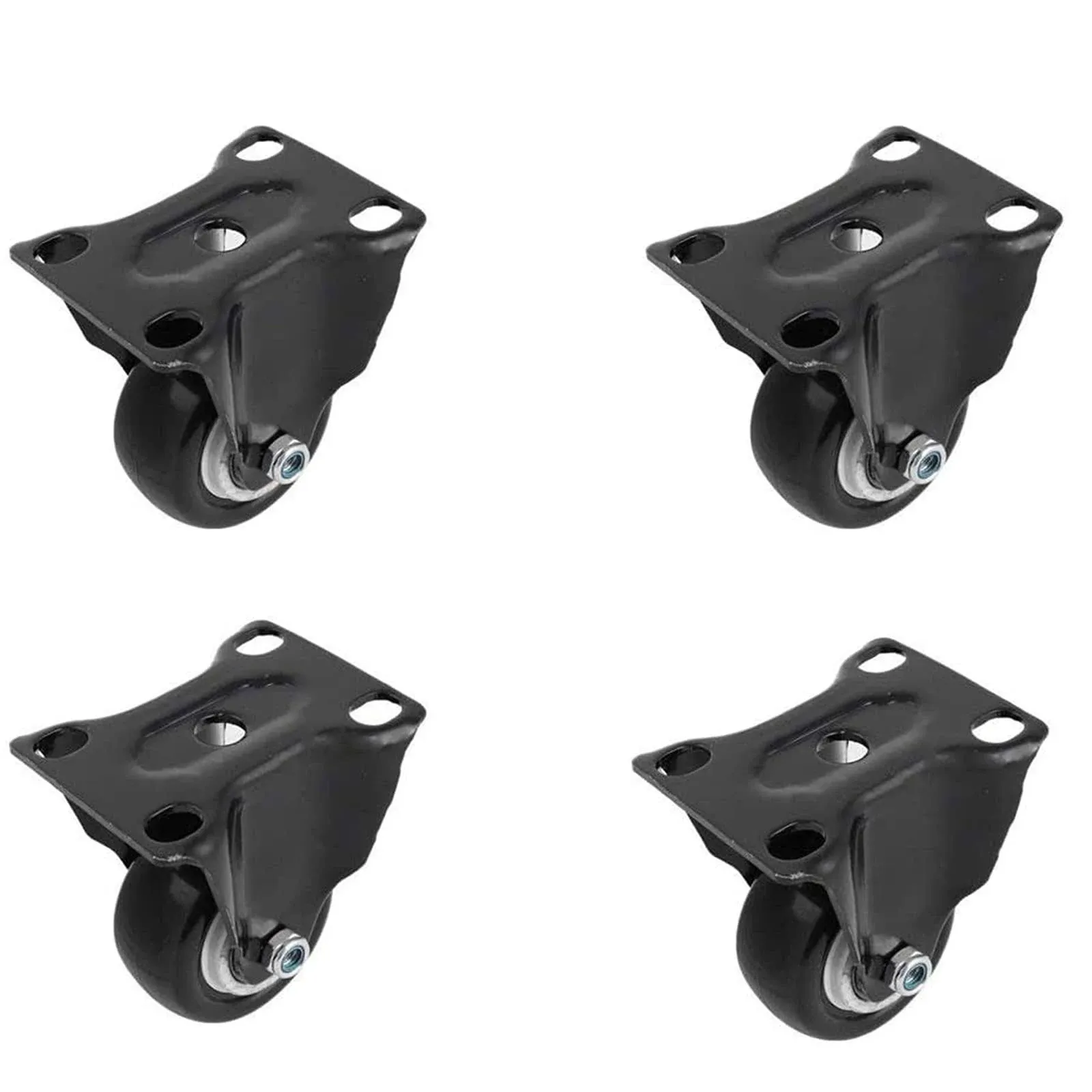 4 Pcs 1.5 Inch Rigid Fixed Top Plate Caster Wheels Nonswivel Top Plate Casters