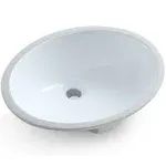 MEJE MJ-206 White Ceramic Oval Undermount Bathroom Sink with Overflow