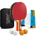 Ping Pong Paddles Set - Professional Table Tennis Rackets and Balls, Retractable