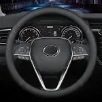 LKWLIKEI Nappa Premium Leather car Steering Wheel Cover, Non-Slip, Breathable, Universal 15 inches, Black