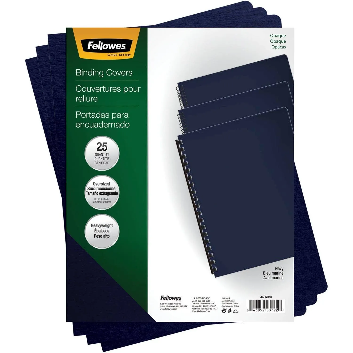 Fellowes Oversize Binding Covers Futura, 25-Pack, Navy (5224801)