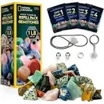 National Geographic Rock Tumbler Refill Kit - 5 lb. Mix of Rocks for Tumbling and Rough Gemstones - Rock Tumbler Supplies Include Rock Tumbler Grit and Polish Refill, and Unpolished Rocks