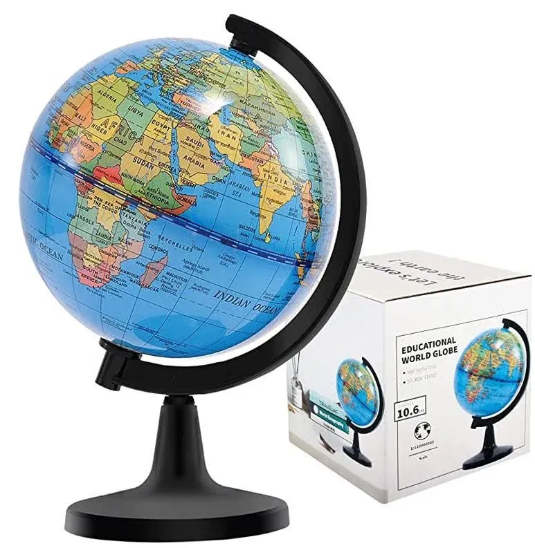  4&#039;&#039; World Globe for Kids Learning, Educational Rotating World Map Globes 