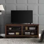 Walker Edison Wren Classic 4 Cubby Fireplace TV Stand for TVs up to 80 Inches, 70 Inch, Black