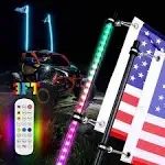 KEMIMOTO 300 Patterns Pair 3ft LED Whip Lights RGB Antenna w/Flag&Remote ATV UTV  | eBay