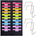 Heavy Duty Storage Pocket Chart for Classroom with 20 Nametag Pockets, 4 Overdoo