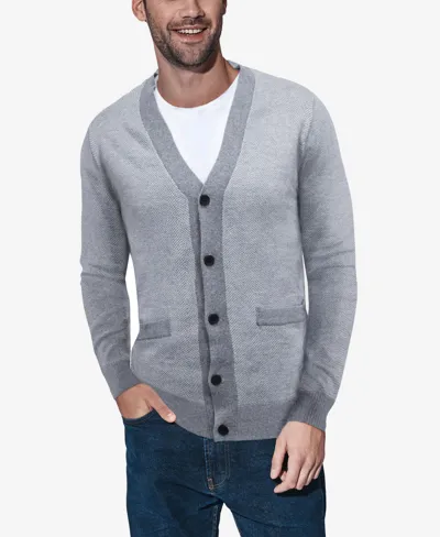 X-Ray Men's Herringbone Cardigan Sweater - Sienna-Black - 3XL