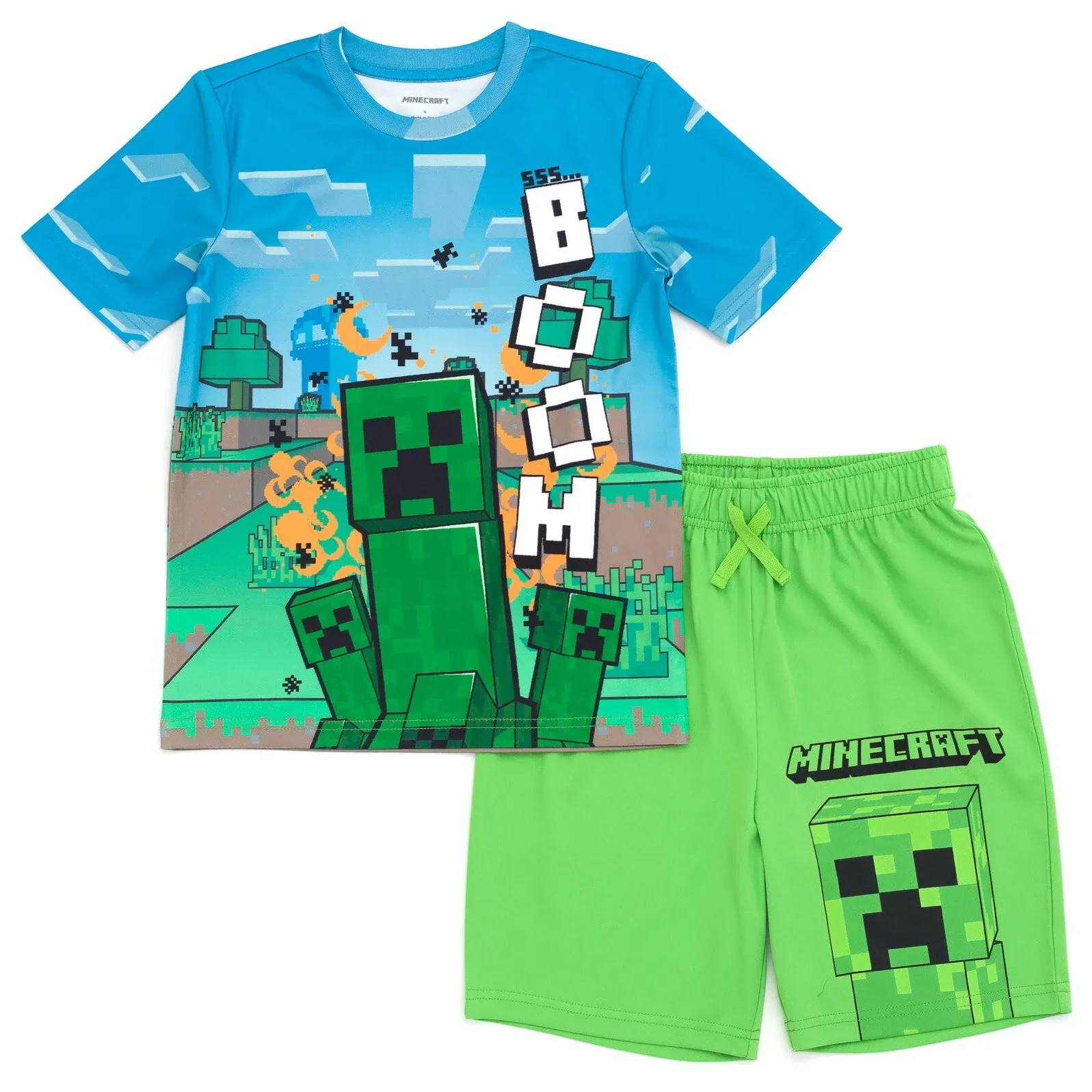 Minecraft Creeper T-Shirt and Shorts Outfit Set Little Kid to Big Kid