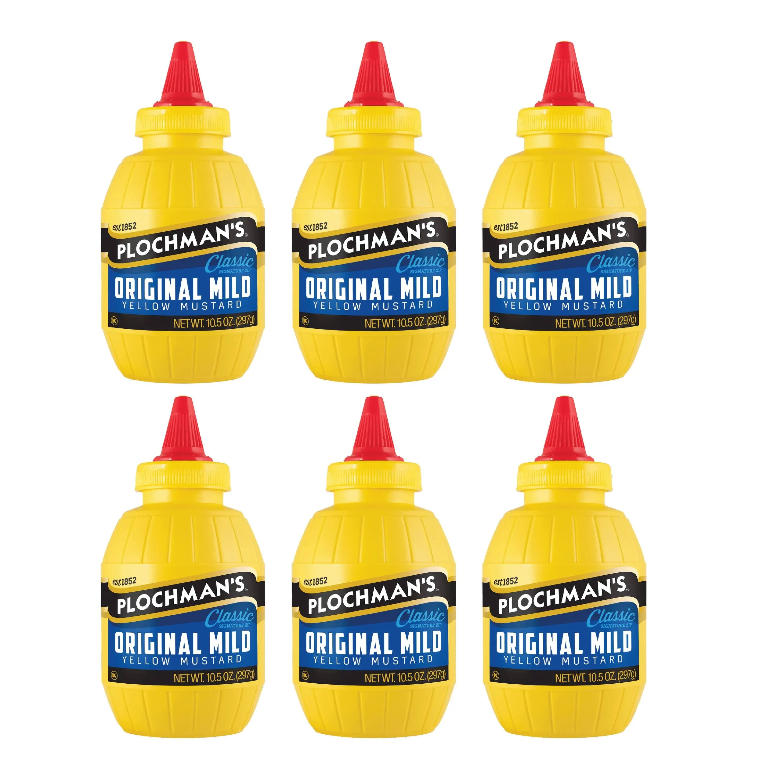 Plochmans Mustard, Yellow, Original Mild - 10.5 oz