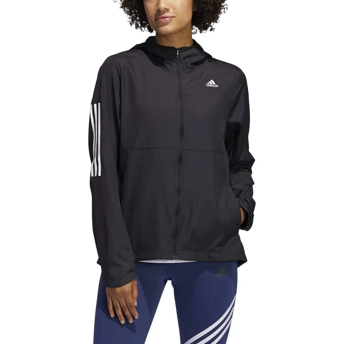 "Women's Adidas Own The Run Hooded Wind Jacket In Black"