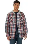 Wrangler Authentics Men&#039;s Long Sleeve Quilted Flannel Shirt Jacket with Hood