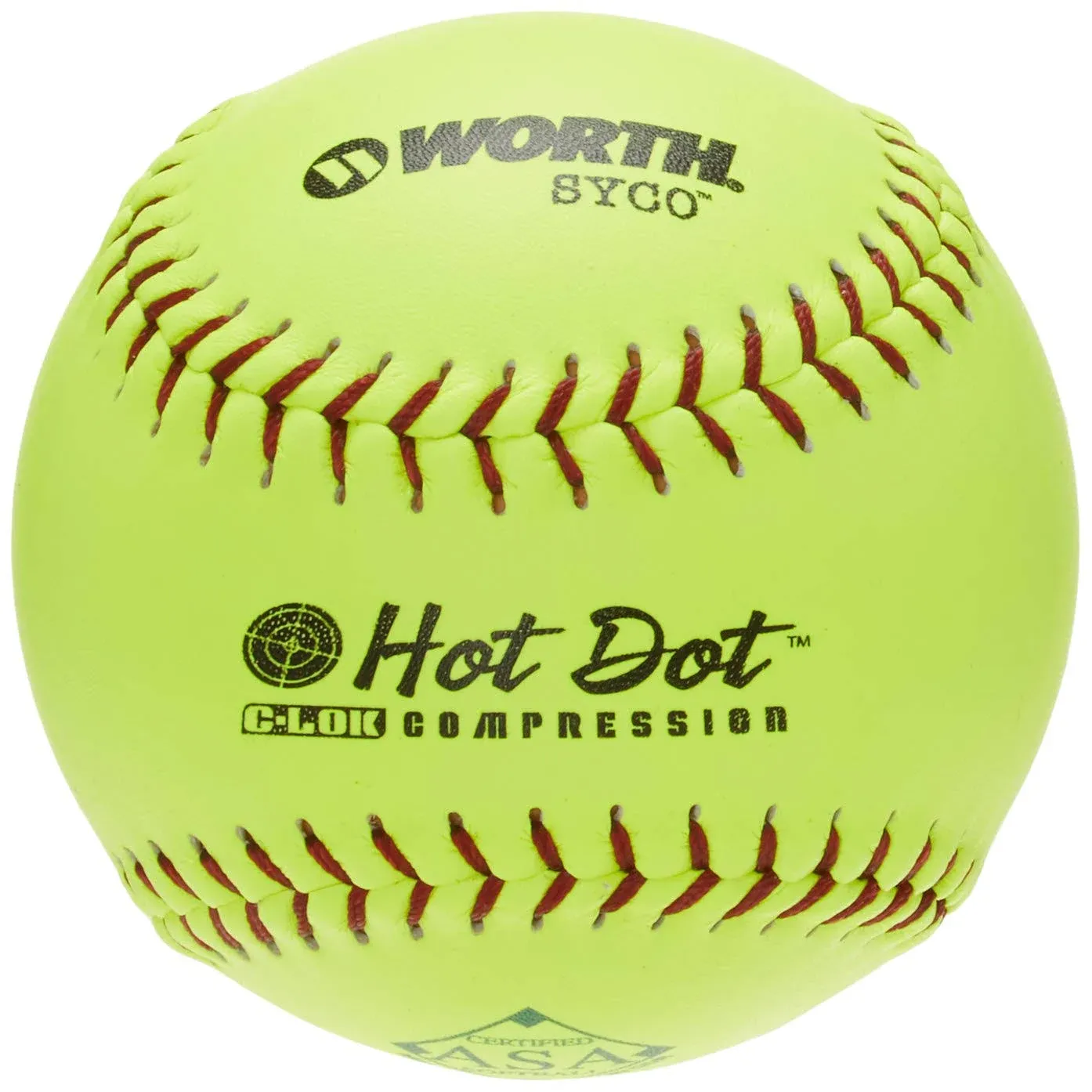 Worth 12&quot; ASA Hot Dot 52/300 Slowpitch Softballs  - AHD12CY