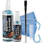 Watch Cleaning Kit - Cleans All Watches and Jewelry Including Metals, Crystals and Rubber - 1 x 2oz and 1 x 8oz Watch Cleaner Gel Spray, 3 x Microfiber Cloth, 2 x Horsehair Brush