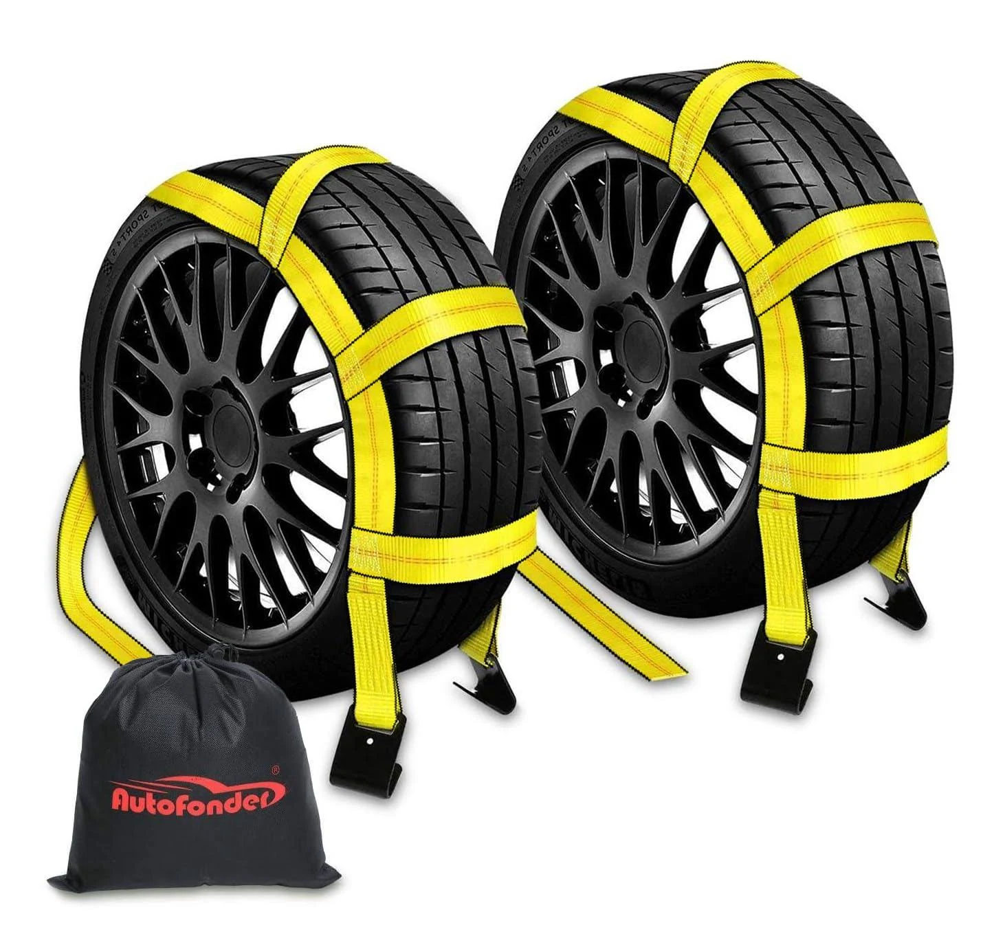 Autofonder 2Pc Tow Dolly Basket Straps with Flat Hook for 14&#034;-17&#034; Tires -10,000