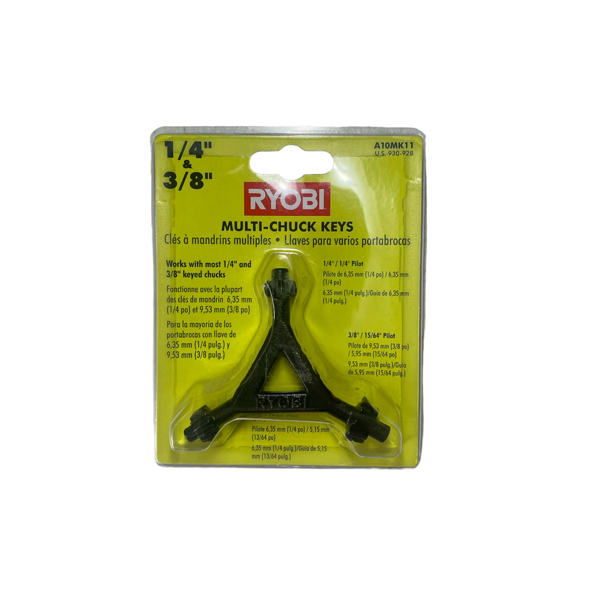 RYOBI- MULTI-CHUCK KEY-1/4&#034; &amp; 3/8&#034; OPEN BOX