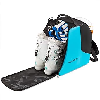 Ski Boot Bag - Boot Bag Kids Waterproof Ski Boot Snowboard Boot Bag Travel Ski Boot and Helmet Bag for Goggles, Gloves, Ski Apparel & Boot Storage (Dry& Wet Separate Compartments)