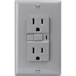 Cooper Wiring VGF15GY-L ShockSentry 15-Amp, 2-Pole, 3-Wire,125-Volt, Duplex GFCI Receptacle - Gray