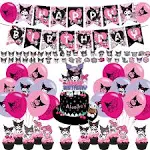 Kuromi Party Decorations,Birthday Party Supplies for Kuromi Party Supplies Includes Banner – Cake Topper