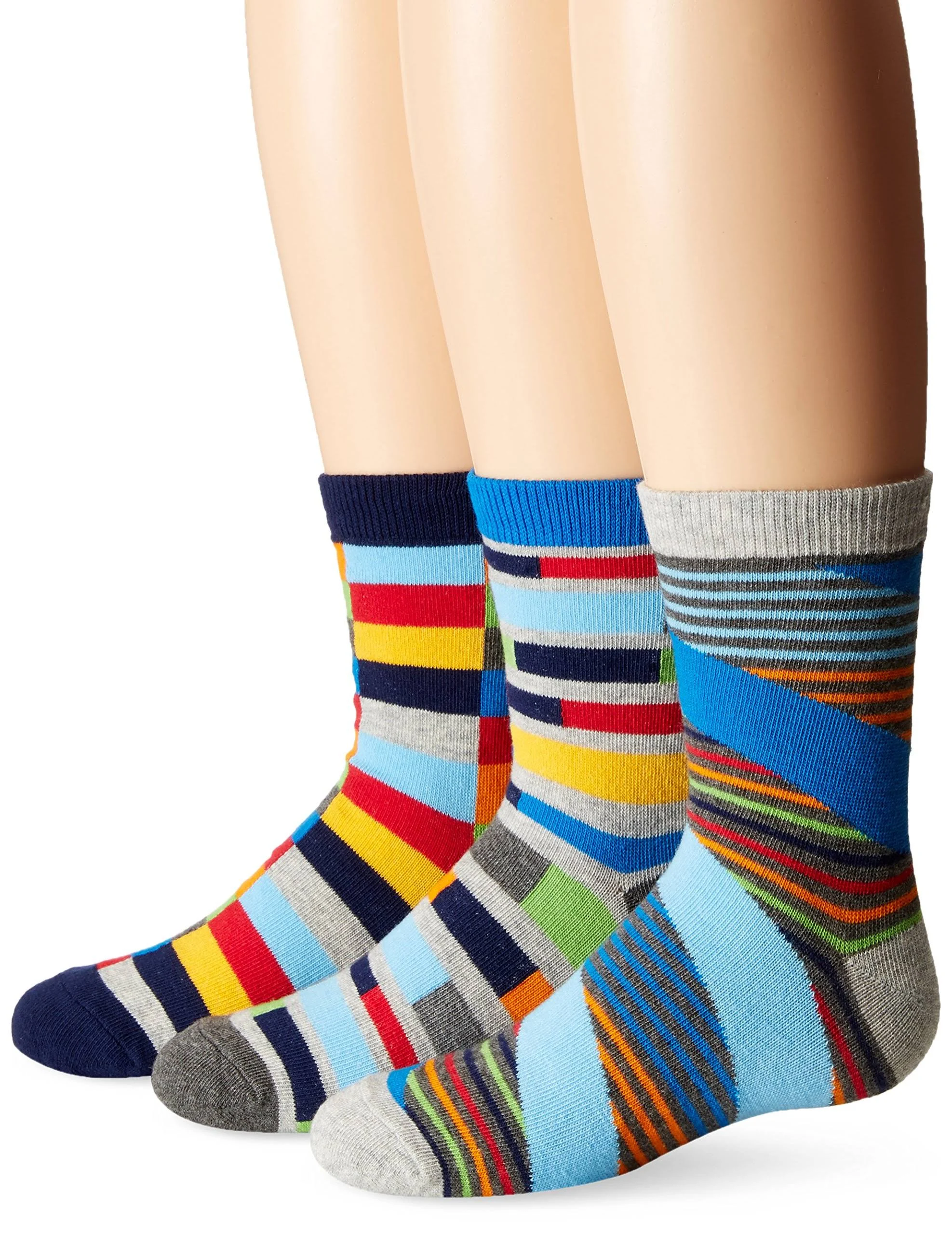 Jefferies Socks Big Boys' Funky Stripe Crew Socks (3 Pair Pack)