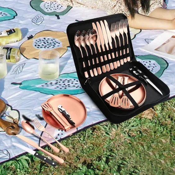 Camping Silverware Setoutdoor Picnic Tableware With Spoon Fork Knife20 Piece Sil