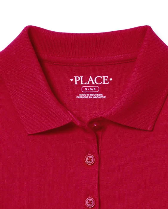 The Children's Place Girl's Short Sleeve Pique Polo, Ruby, Large