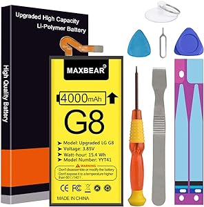 Battery for LG G8, MAXBEAR 4000mAh 3.85V Li-Polymer Replacement Battery Compatible with LG G8 ThinQ BL-T41 G820N G820UM LMG820QM7 LMG820TMB LMG820UM0 LMG820UM1 LMG820UMB LMV405EB with Repair Tool Kit