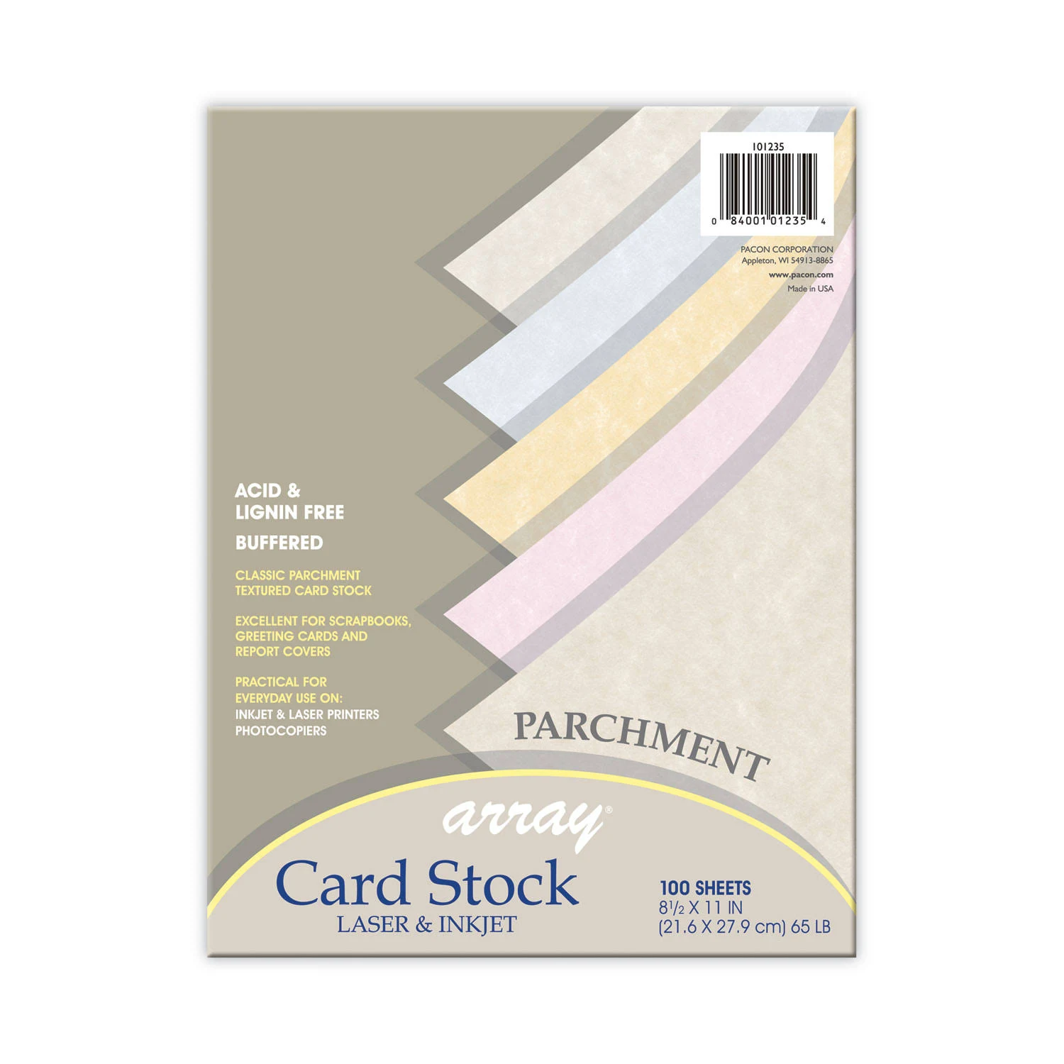 Pacon Array Card Stock, 65 lbs, Letter - 100 count