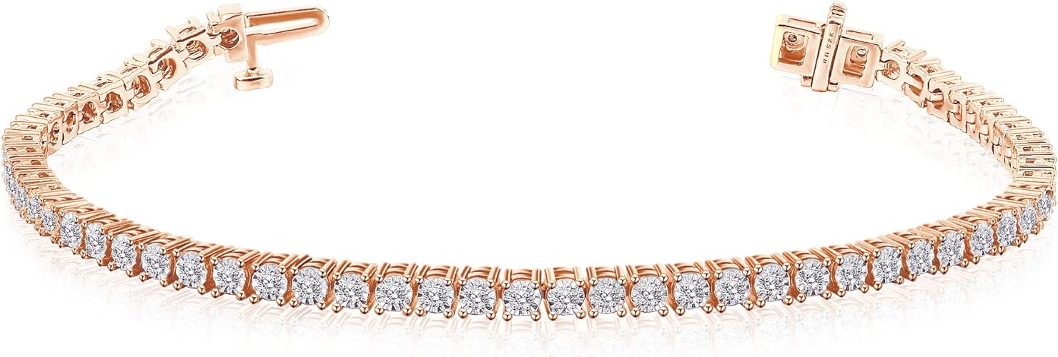 Diamond Muse 1/2 Carat Diamond, Prong Set Rose Gold Rhodium Over Sterling Silver ...