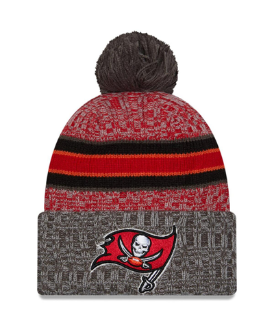 Men's  Red, Pewter Tampa Bay Buccaneers 2023 Sideline Sport Cuffed Pom Knit Hat In Red,pewter