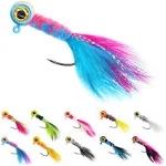 XFISHMAN-Crappie-Jigs-Marabou-Feather-Hair-Jigs-for-Crappie-Fishing-baits-and-lures kit Panfish Trout 1/8 1/16 1/32 oz