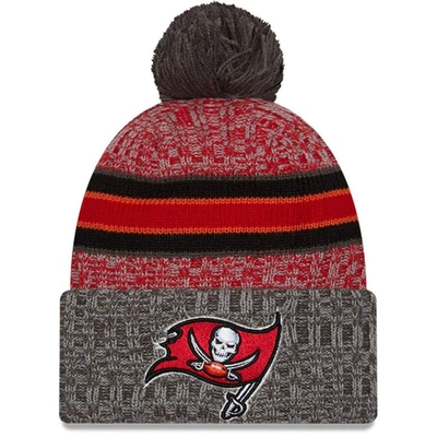 Shop New Era Red/pewter Tampa Bay Buccaneers 2023 Sideline Sport Cuffed Pom Knit Hat In Scarlet