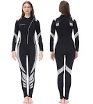 Seaskin Wetsuit Women 3mm Neoprene Full Body Diving Suits Black+Gray, XX-Large