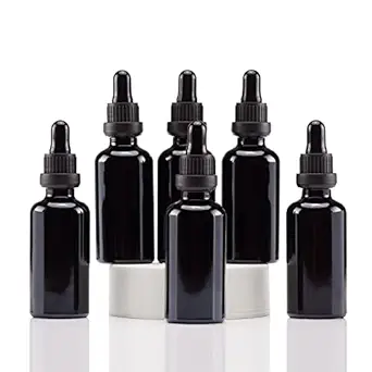 YIZHAO Black Glass Dropper Bottle 2oz, Tincture Bottles with Glass Dropper, for ...