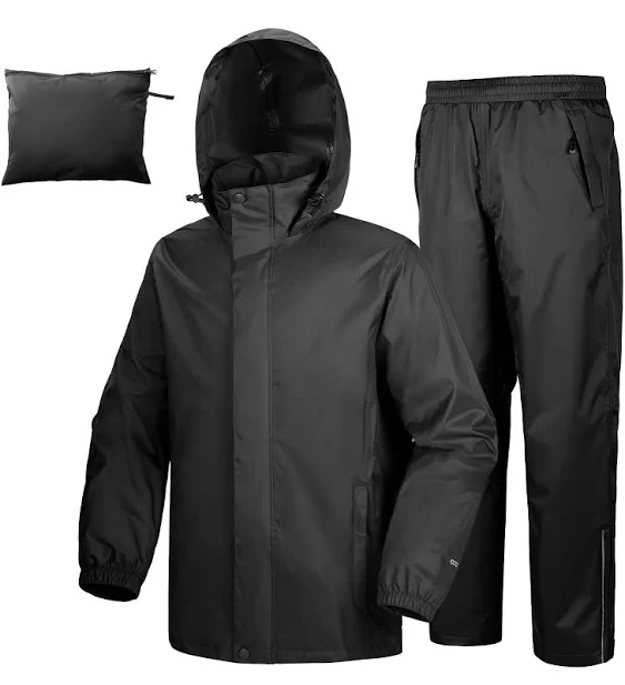 33,000ft Men's Rain Suit Packable Waterproof Lightweight Rain Gear for Golf Hiking Cycling 2 Pieces (Jackets and Pants)