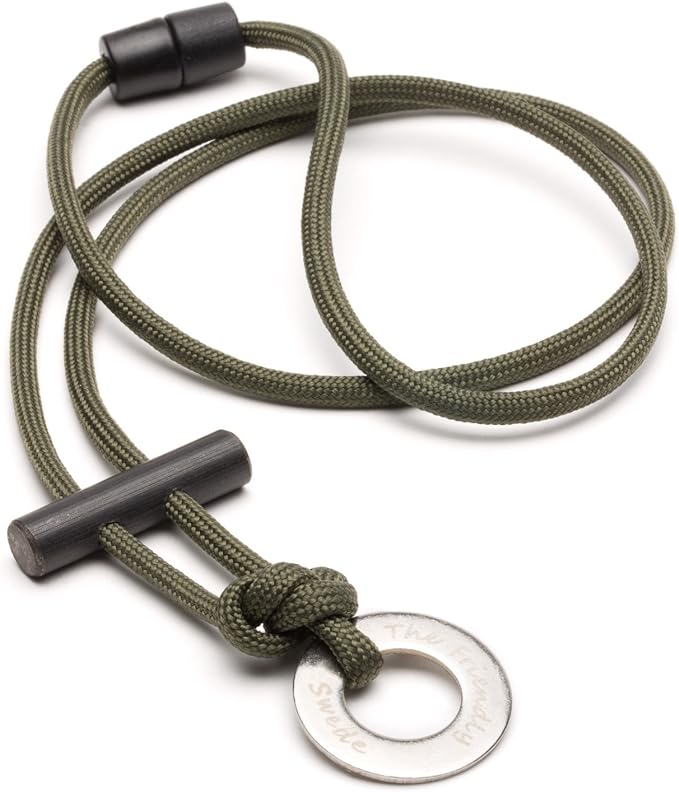 The Friendly Swede Paracord Fire Starter Survival Necklace - Ferro Rod Flint and ...