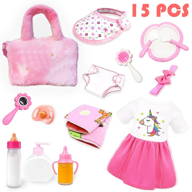 Baby Doll Accessories Set - Baby Doll Feeding and Caring Set with Bottles &amp; Paci