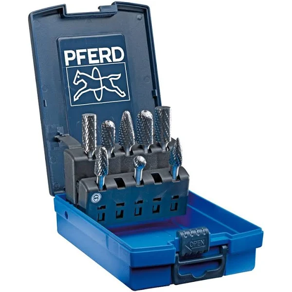 Pferd 26547 8 Piece Tc-bur Set - 1/4in Shank; Plastic Case; Double Cut