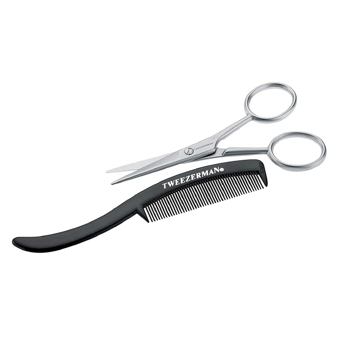 Tweezerman G.E.A.R. Moustache Scissors and Comb Model No. 72031-MG, Black