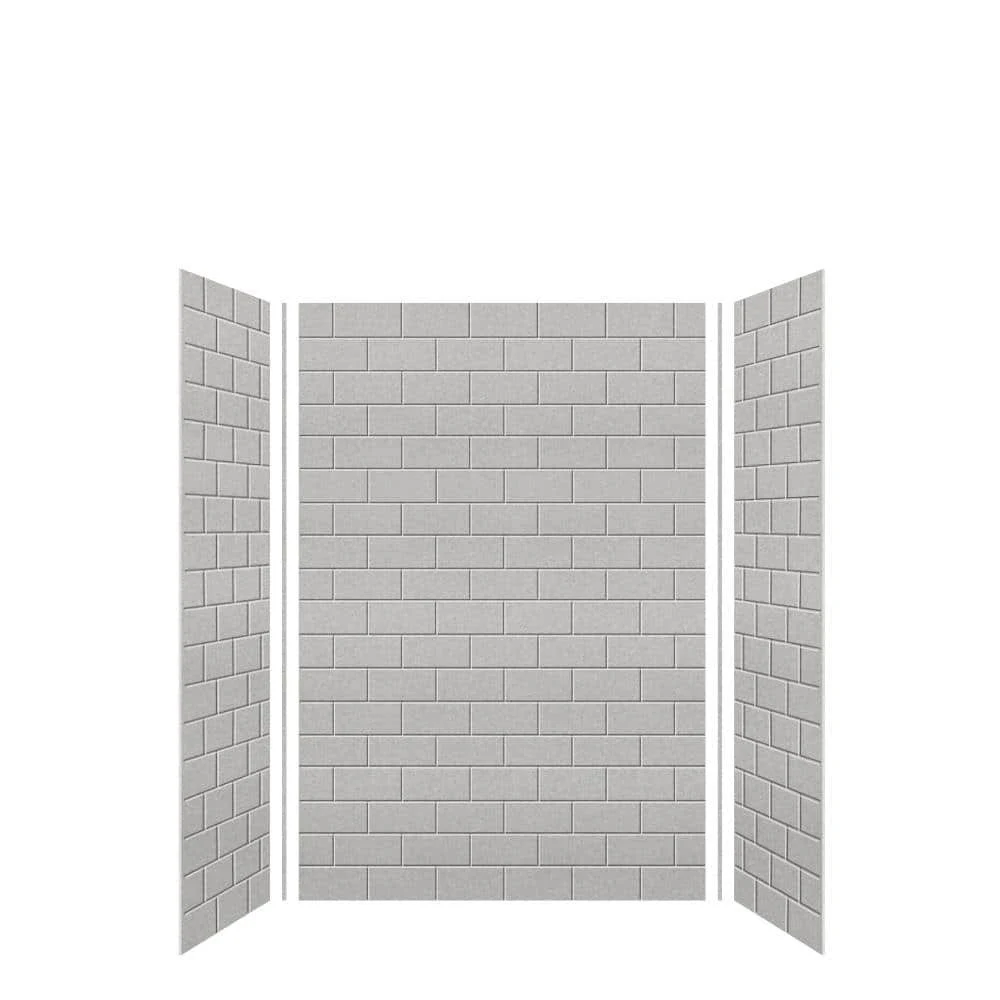 Transolid SWK483696-47 SaraMar 36-in x 48-in x 96-in Glue 3-Piece Shower Wall Kit, White Venito