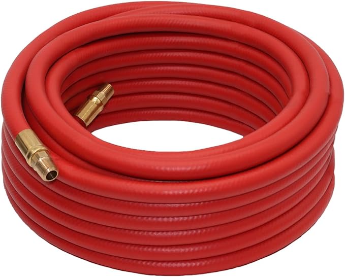 Grip 50' x 3/8 inch Hybrid Rubber Air Compressor Hose Red USA Made 12530