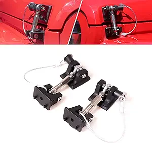 JL Hood Latches Lock for 2018-2024 Jeep Wrangler JL 4XE Gladiator JT Aluminum Locking Hood Latch Safety Catch Kit Replacement, Eliminate Hood Flutter, 1 Pair Black with 2 Keys